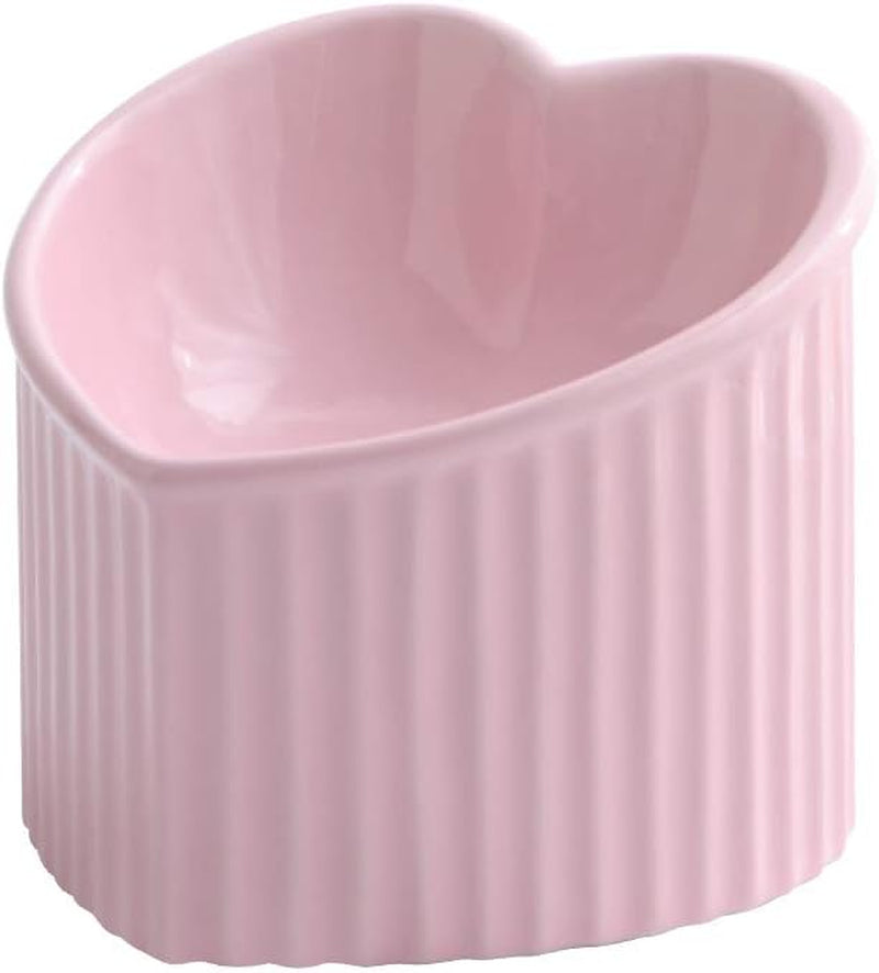 Elevated Pink Ceramic Cat Bowls for Food and Water with Tilted Design, Backflow Prevention, and Dishwasher/Microwave Safe; Lead and Cadmium Free