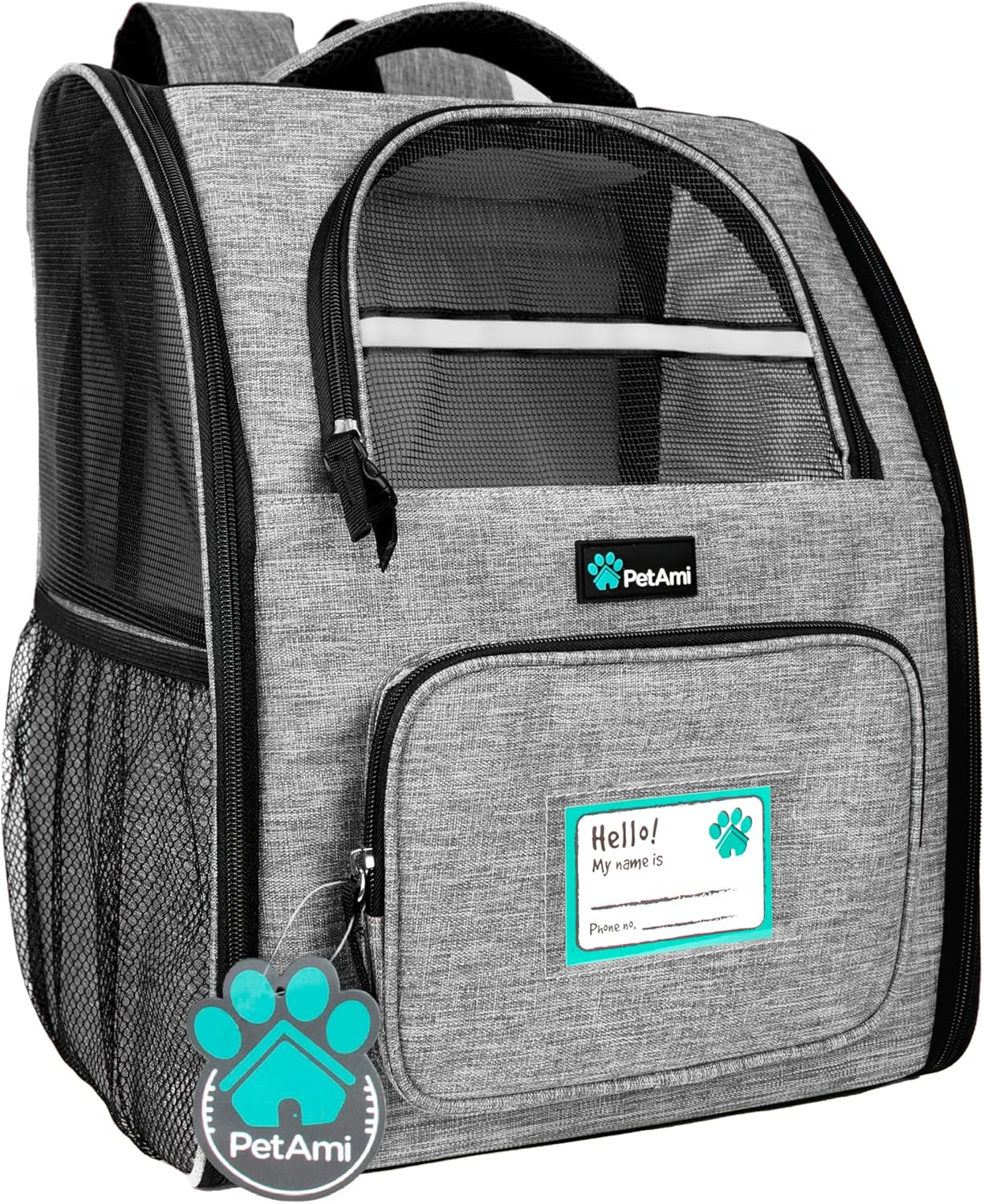 Airline-Approved Dog Backpack Carrier for Cats and Small to Medium Pets up to 18 lbs - Grey, Structured No-Collapse Frame with Ventilation for Hiking and Travel