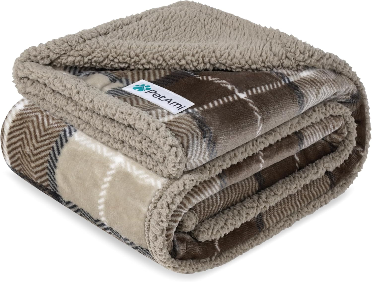 Large Waterproof Pet Blanket, 60x80, Plaid Taupe