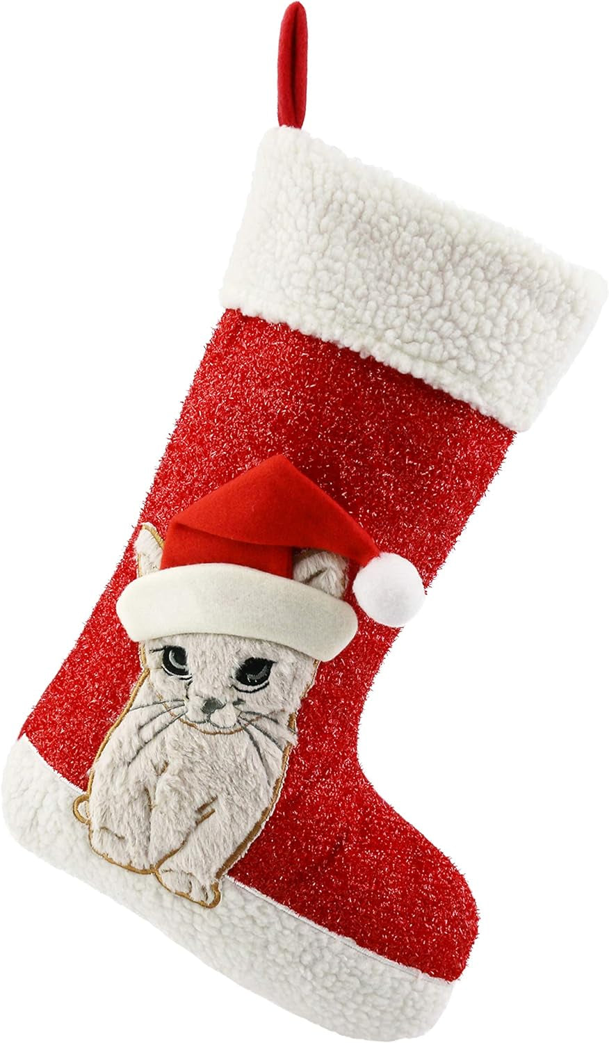 20-Inch Embroidered Cat Christmas Stockings - An Elegant Holiday Gift for Cat Enthusiasts