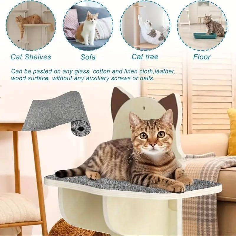 Ultimate Cat Scratch Solution: Self-Adhesive DIY Mat for Furniture Protection - Dark Gray, 11.8" x 23" 🐾💖
