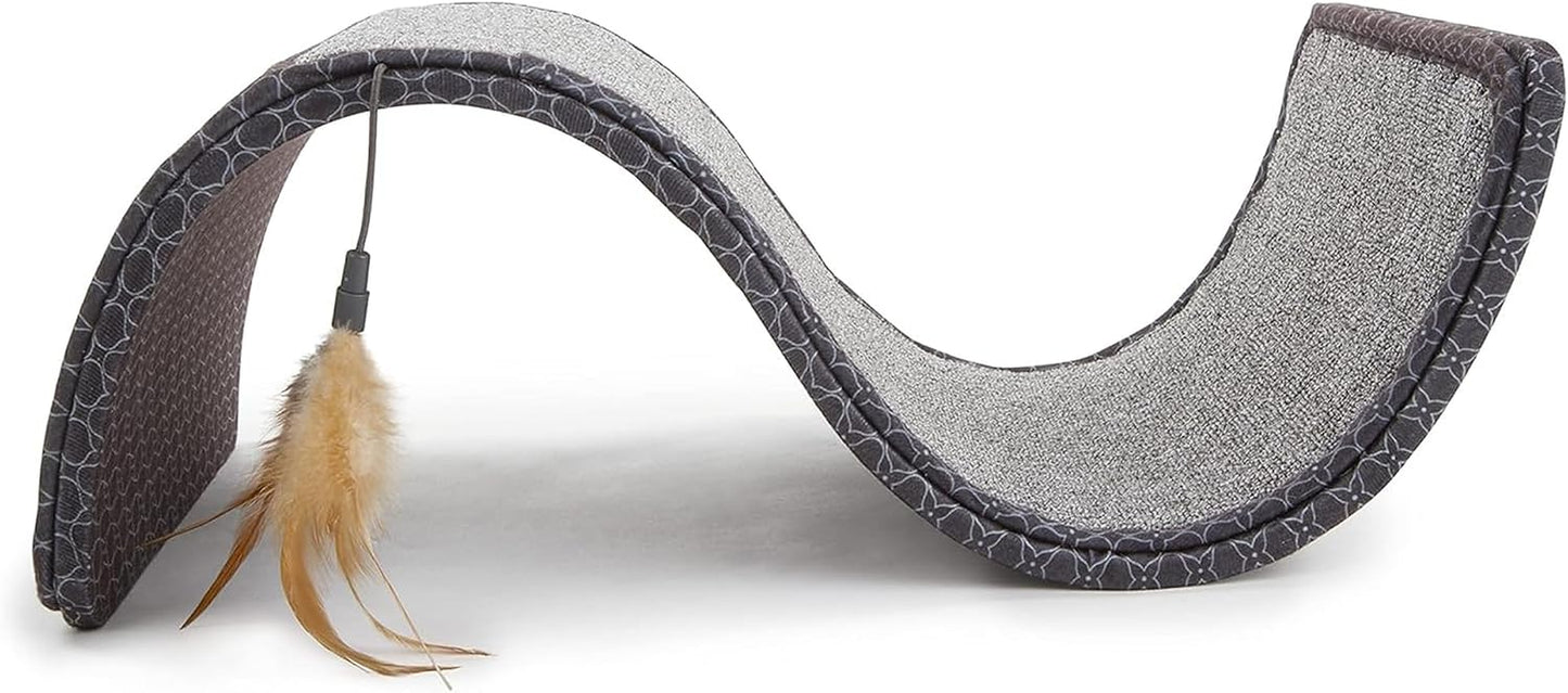 Sisal and Carpet Cat Scratching Post with Feather Toy for Indoor Cats and Kittens - Gray