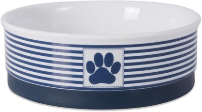 Paw & Patch Ceramic Pet Collection, Medium Bowl, 6X2", Nautical Blue