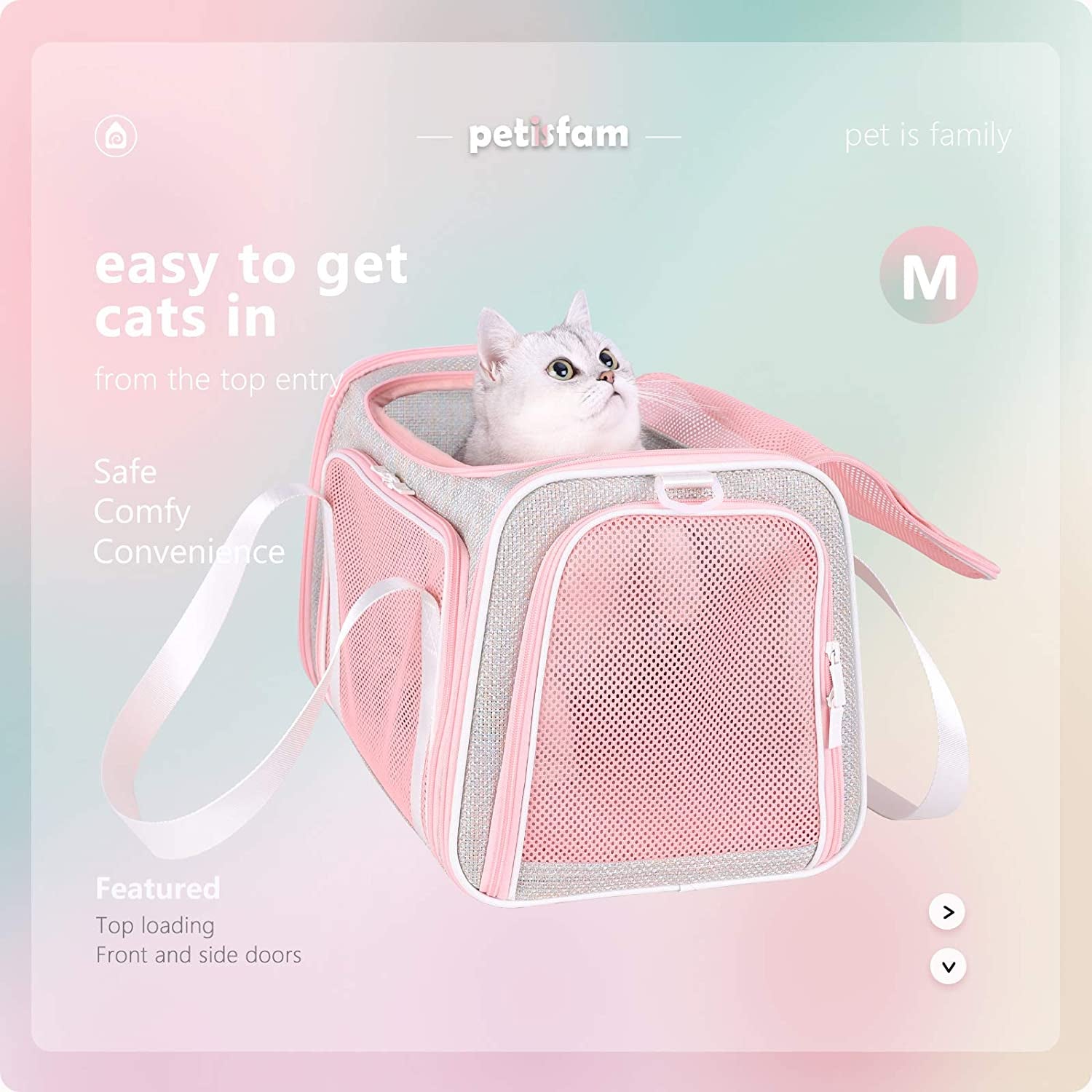 Medium Fantasy Pink Soft Pet Carrier Bag for Cats and Puppies