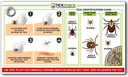 Tick Removal Tool Set - 3 Lightweight Spoons with Complimentary Tick Identification Card and Carabiner