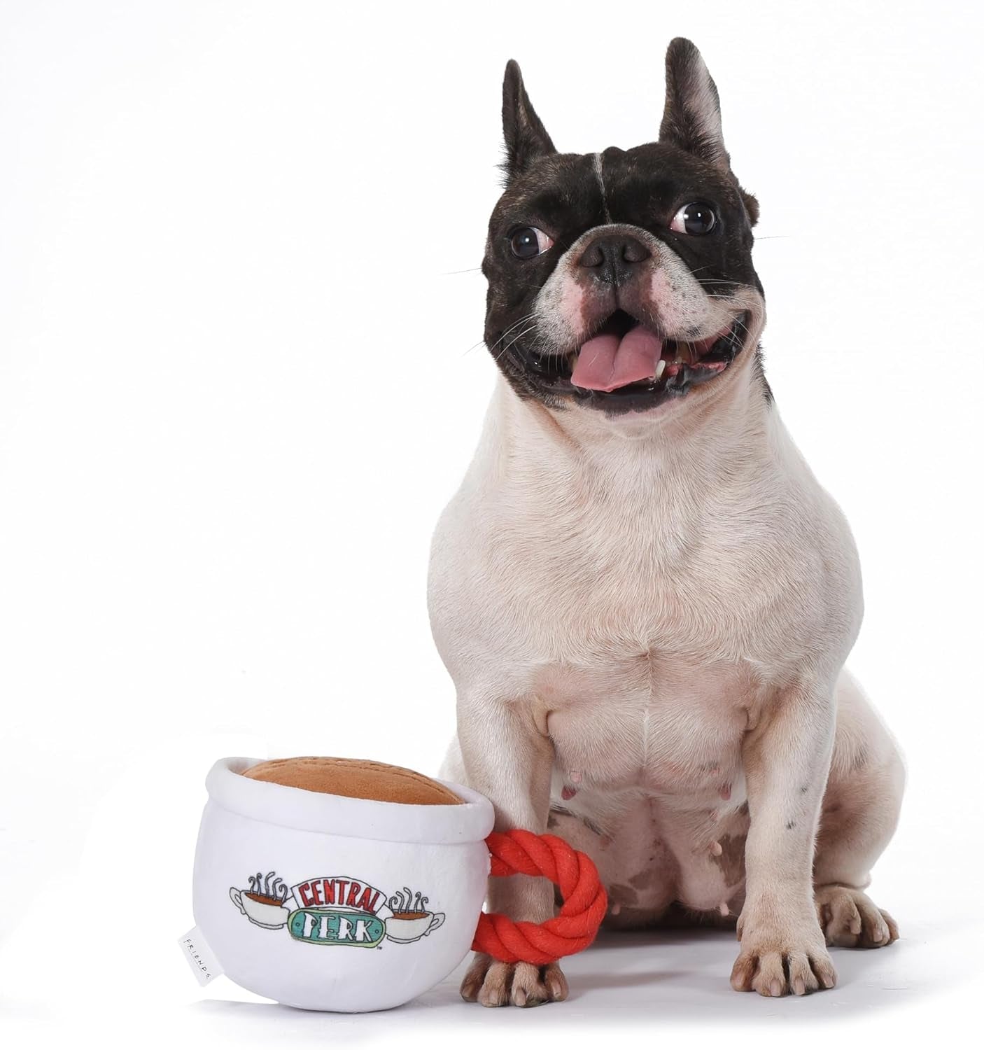 Friends TV Show Central Perk Coffee Cup Plush Dog Toy with Built-In Squeaker - Officially Licensed Product Featuring Iconic Design for Endless Entertainment