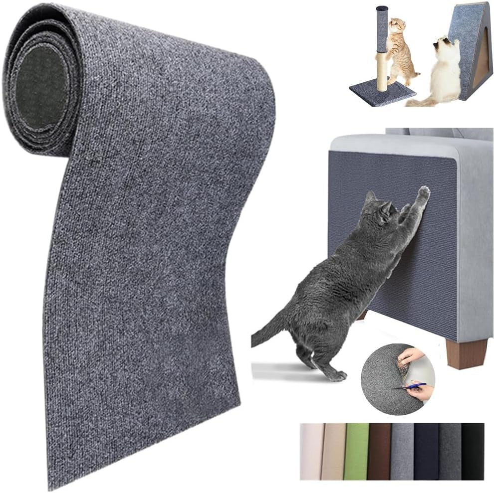 Ultimate Cat Scratch Solution: Self-Adhesive DIY Mat for Furniture Protection - Dark Gray, 11.8" x 23" 🐾💖