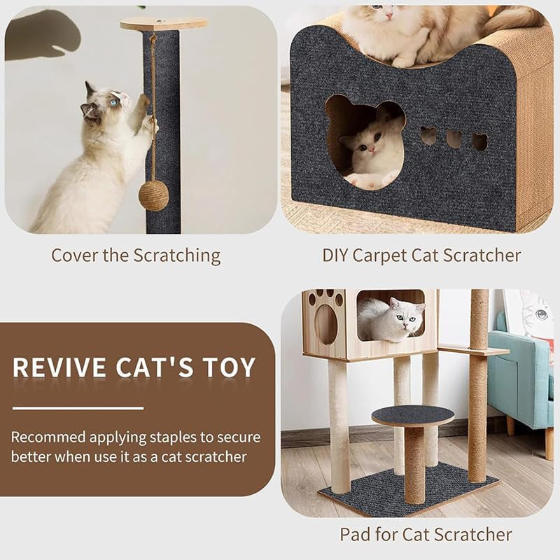 Ultimate Cat Scratch Solution: Self-Adhesive DIY Mat for Furniture Protection - Dark Gray, 11.8" x 23" 🐾💖