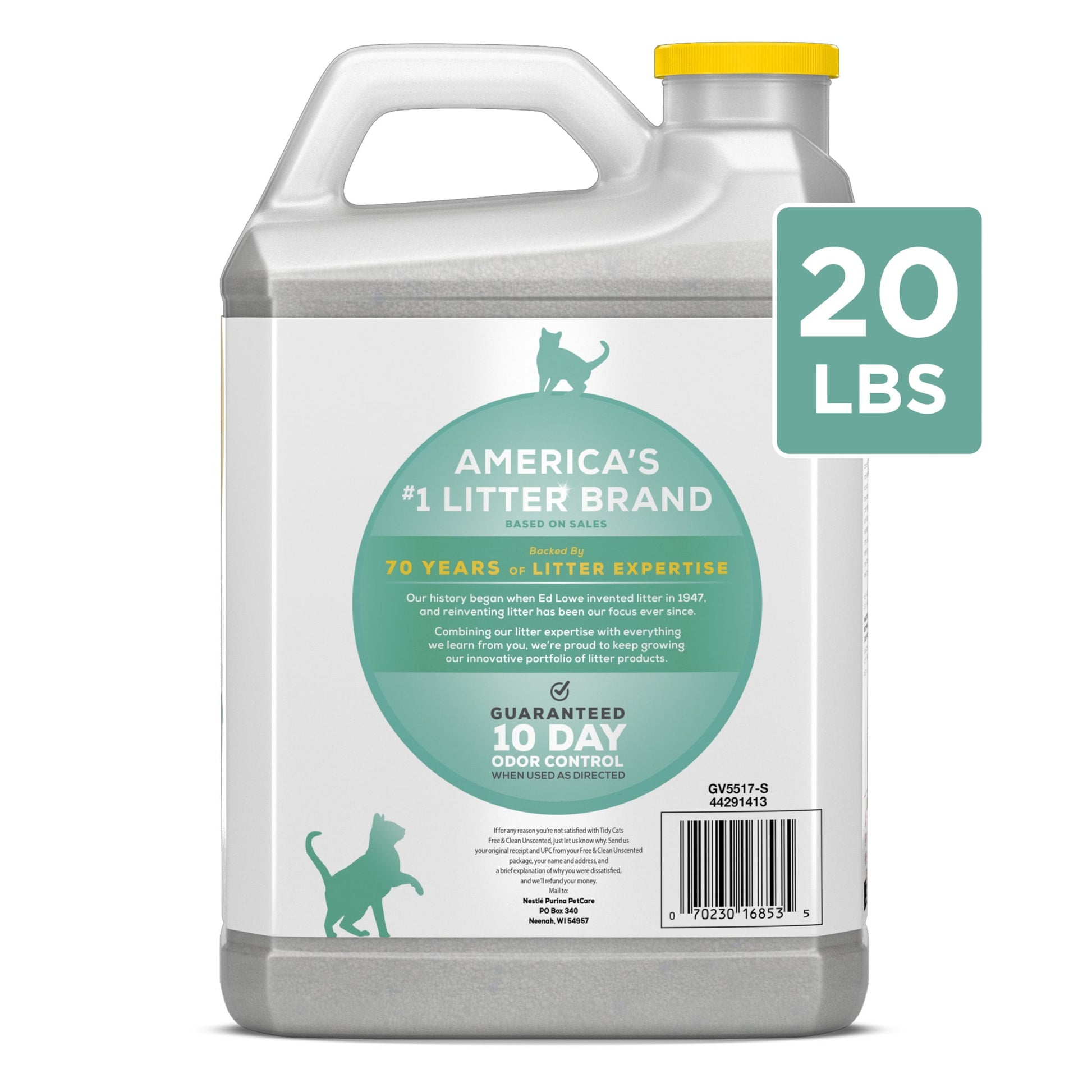 Purina Free and Clean Unscented Clumping Cat Litter - 20 Lb Jug of Natural Clay