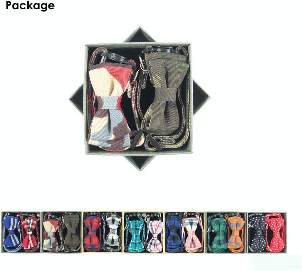 Breakaway Cat Collar Set with Bowtie and Bell - Quick Release Buckle, Durable and Safe for Kittens and Cats (Size: 6.8-10.8 In, Camouflage Designs)