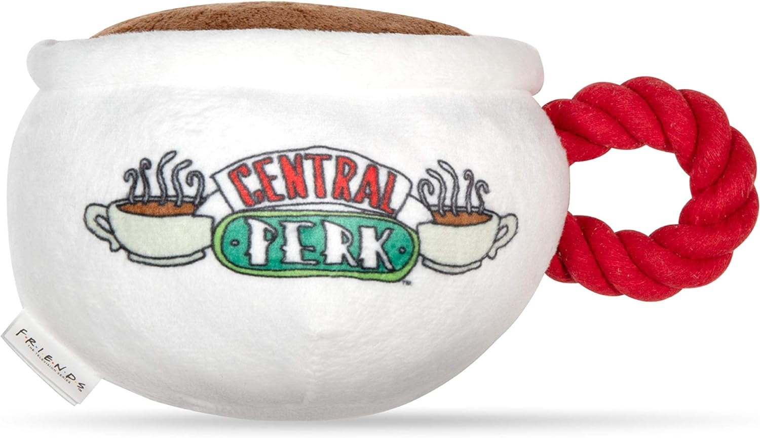 Friends TV Show Central Perk Coffee Cup Plush Dog Toy with Built-In Squeaker - Officially Licensed Product Featuring Iconic Design for Endless Entertainment
