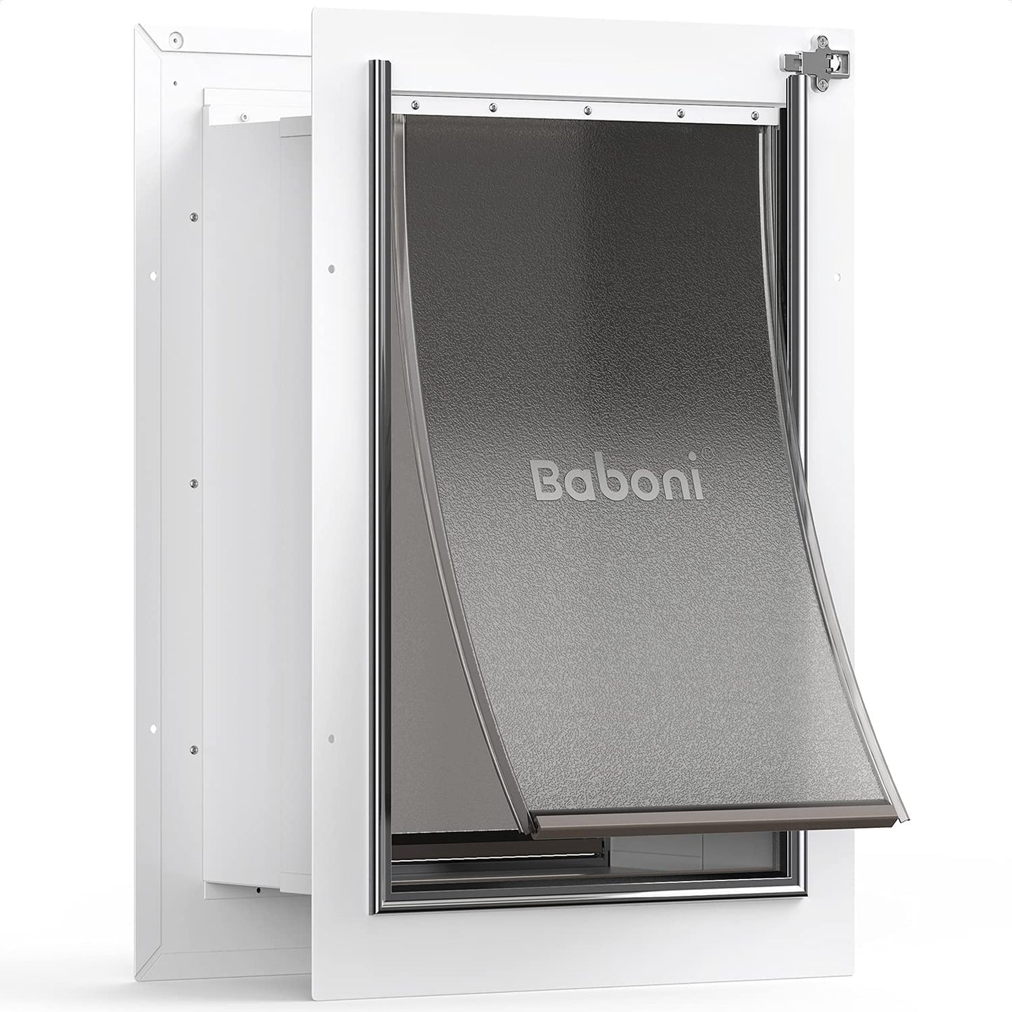 Large Pet Wall Door with Steel Frame, Telescoping Tunnel, Aluminum Lock, and Double Flap Design for Dogs and Cats (Supports Pets up to 100 lbs)