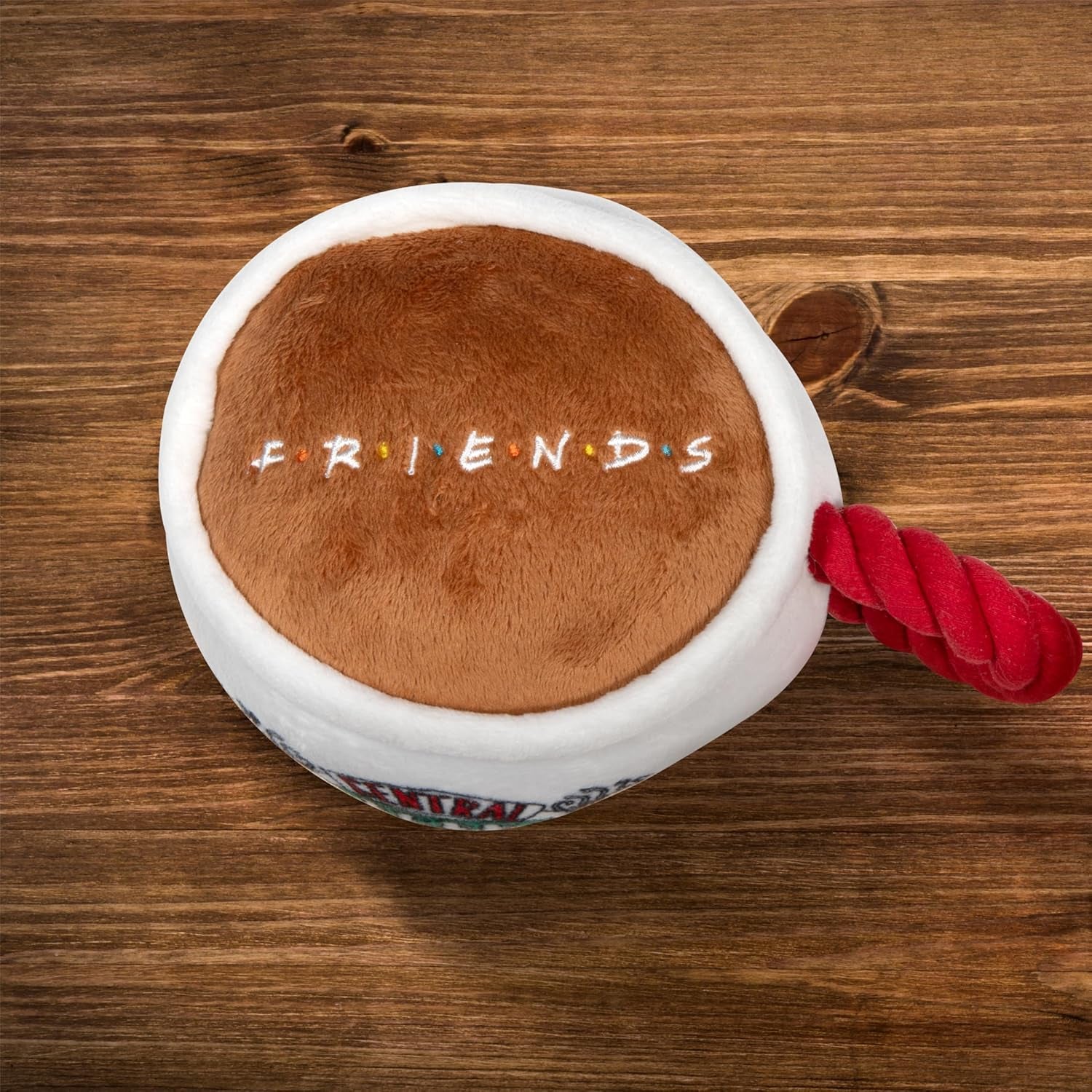Friends TV Show Central Perk Coffee Cup Plush Dog Toy with Built-In Squeaker - Officially Licensed Product Featuring Iconic Design for Endless Entertainment
