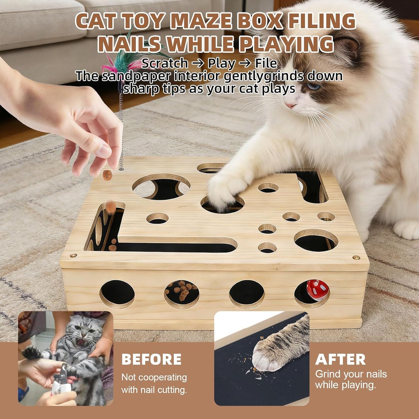 Elevate Your Cat's Playtime with Our Interactive Scratch Puzzle Box - Fun, Nail Care & Endless Entertainment! 🐾✨
