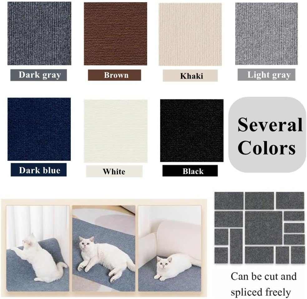 Ultimate Cat Scratch Solution: Self-Adhesive DIY Mat for Furniture Protection - Dark Gray, 11.8" x 23" 🐾💖