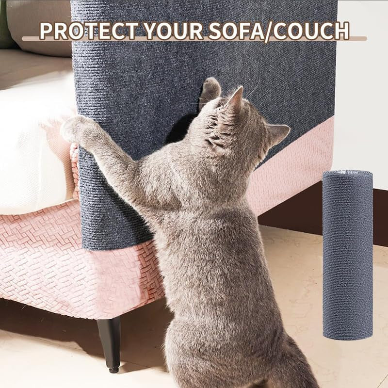 Ultimate Cat Scratch Solution: Self-Adhesive DIY Mat for Furniture Protection - Dark Gray, 11.8" x 23" 🐾💖