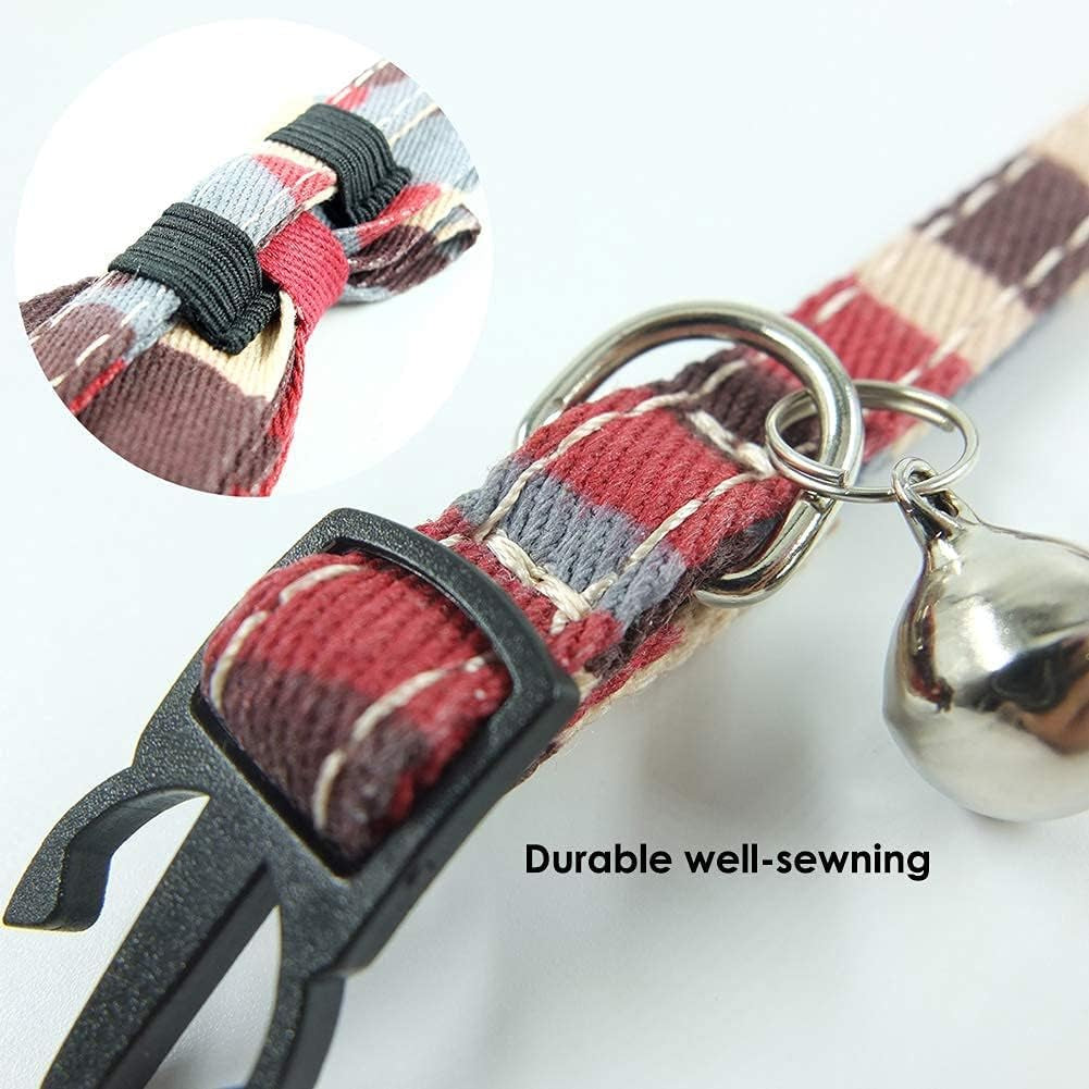 Breakaway Cat Collar Set with Bowtie and Bell - Quick Release Buckle, Durable and Safe for Kittens and Cats (Size: 6.8-10.8 In, Camouflage Designs)